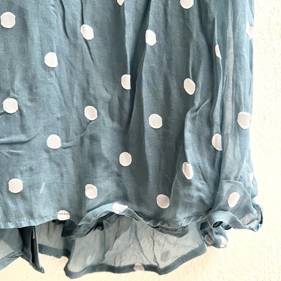 Blue and White Flowy Polka Dot Tank Top - Picture 3 of 5